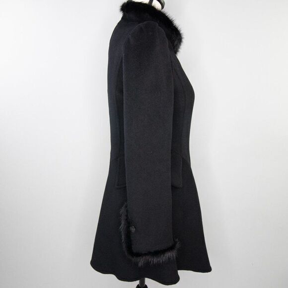Vintage Gothic style Black Coat wool‎ blend with Mink  fur - Picture 9 of 16